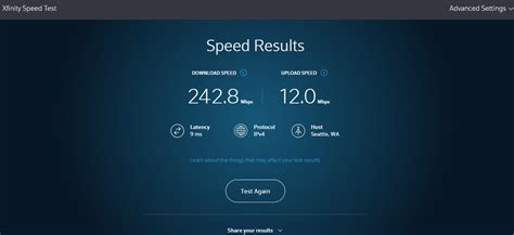 Test your speed to the gateway using the Xfinity app.